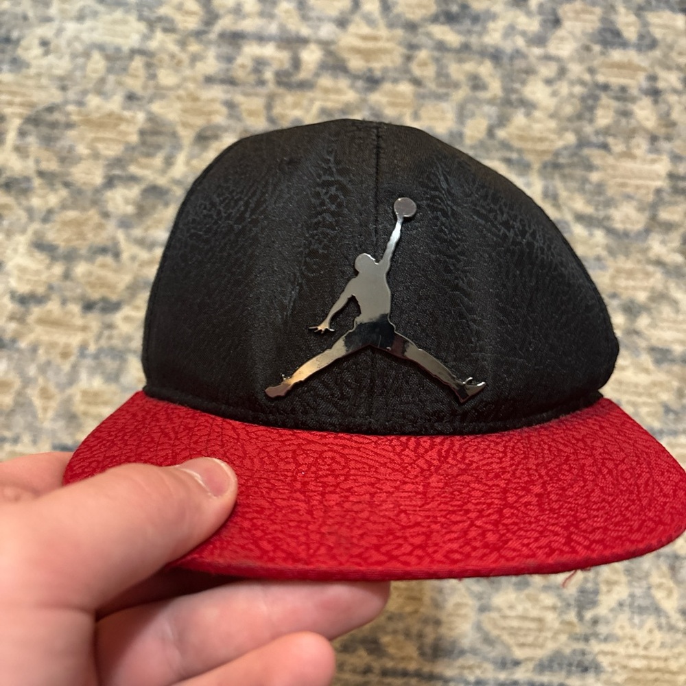 Jordan Black and Red Hat Iconic Jumpman Design